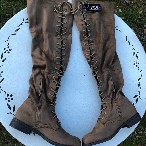 Wide Width Over the Knee Brown Boots - Picture 2 of 8